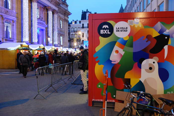 Affiche "Plaisirs d'hiver" — Rue de la Bourse — Bruxelles