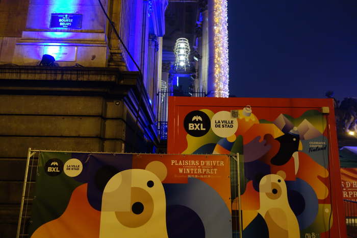 Affiche "Plaisirs d'hiver" — Rue de la Bourse — Bruxelles