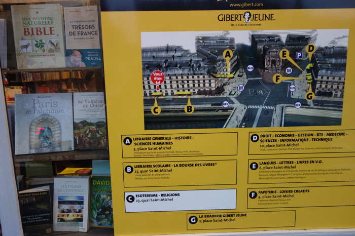 Vitrine d'une des librairies Gibert - Paris
