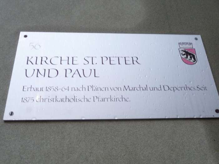 — Plaque de l'église Pierre et Paul — Berne (CH) —