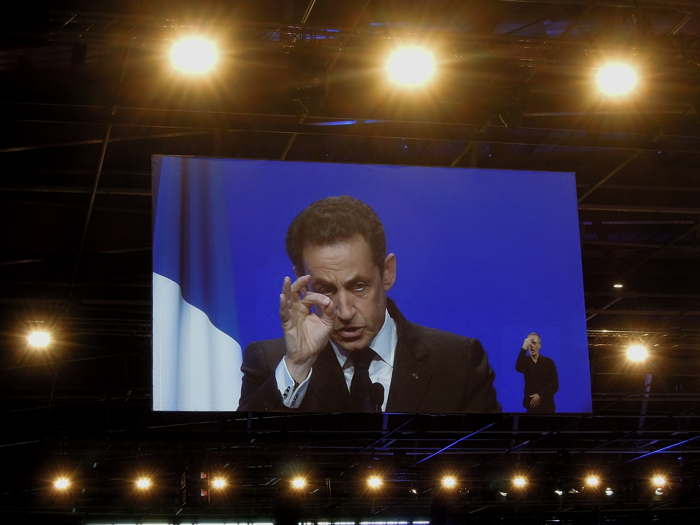 Discours de Nicolas Sarkozy pendant la 666e heure, le Samedi 28 Avril 2012, à Clermont-Cournon d'Auvergne  entre les deux tours de scrutin des élections présidentielles 2012