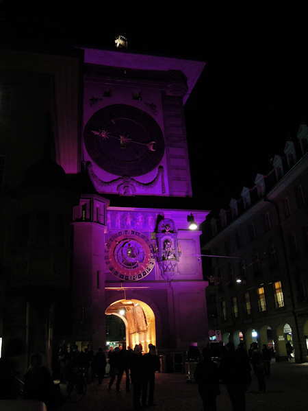 — Tour de l'horloge illuminée — Nuit des musées — Bern/Berne —