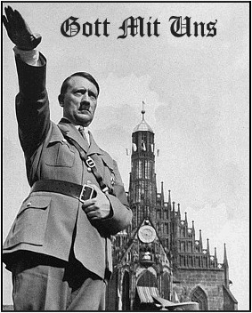 — "Gott mit Uns" — "Dieu avec nous" —  Hitler devant l'église Notre Dame à Nuremberg