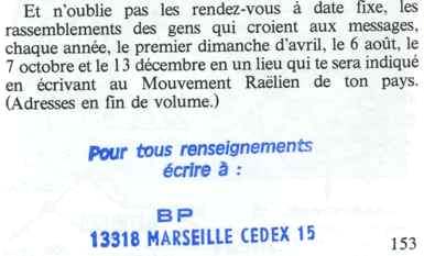 cachet disciple raélien p 153