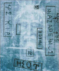 face et inscriptions sur le suaire