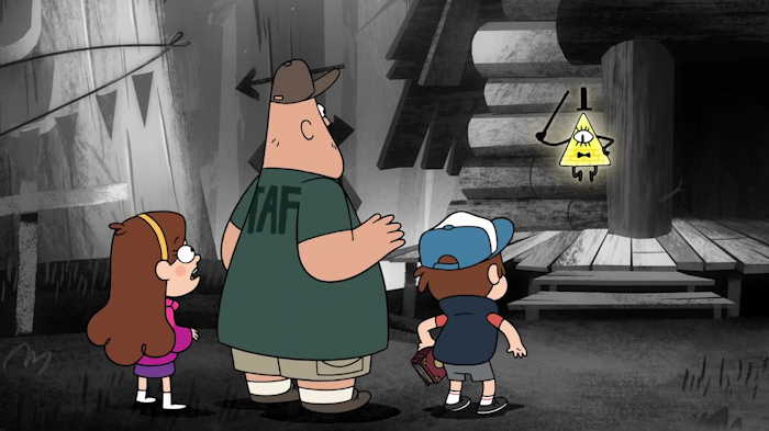 "Gravity Falls"  Bill Cipher, Mabel, Dipper et Soos