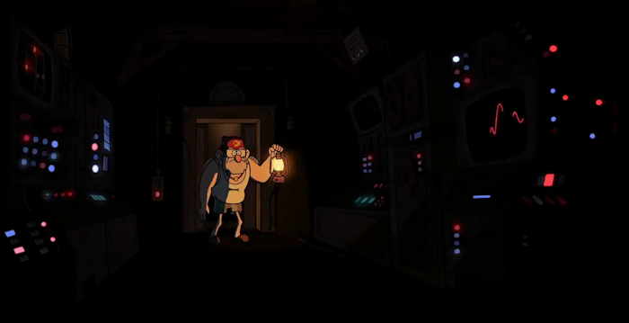 Stan pénétrant dans son laboratoire secret  Capture d'écran: série "Gravity Falls" sur Disney channel 411