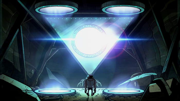Stan dans son laboratoire secret: création d'un Portail  Capture d'écran: série "Gravity Falls" sur Disney channel 411