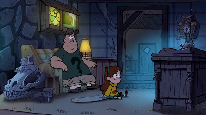 Soos et Mabel devant le poste de TV