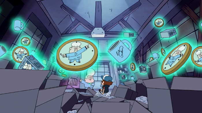 Gidéon et ses amulettes  Capture d'écran: série "Gravity Falls" sur Disney channel 411