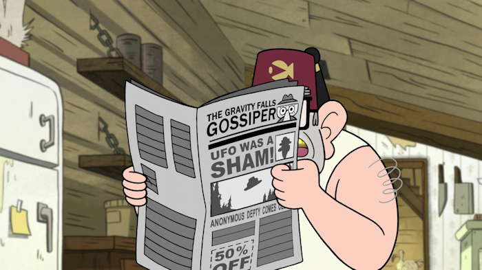 Stan lisant le journal  Capture d'écran: série "Gravity Falls" sur Disney channel 411