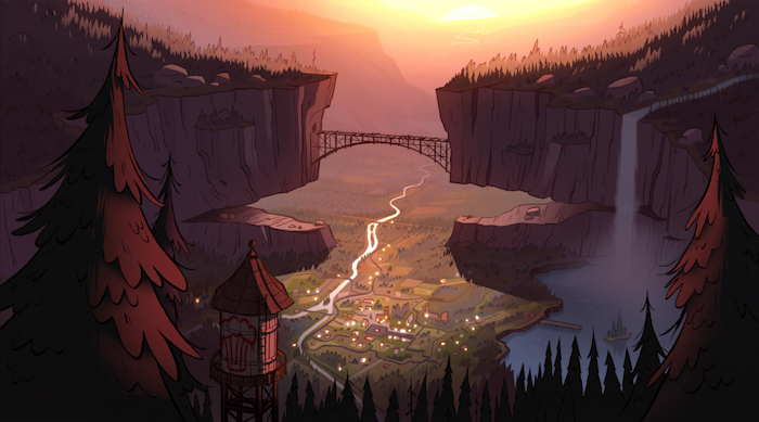 Coucher de soleil sur "Gravity Falls"