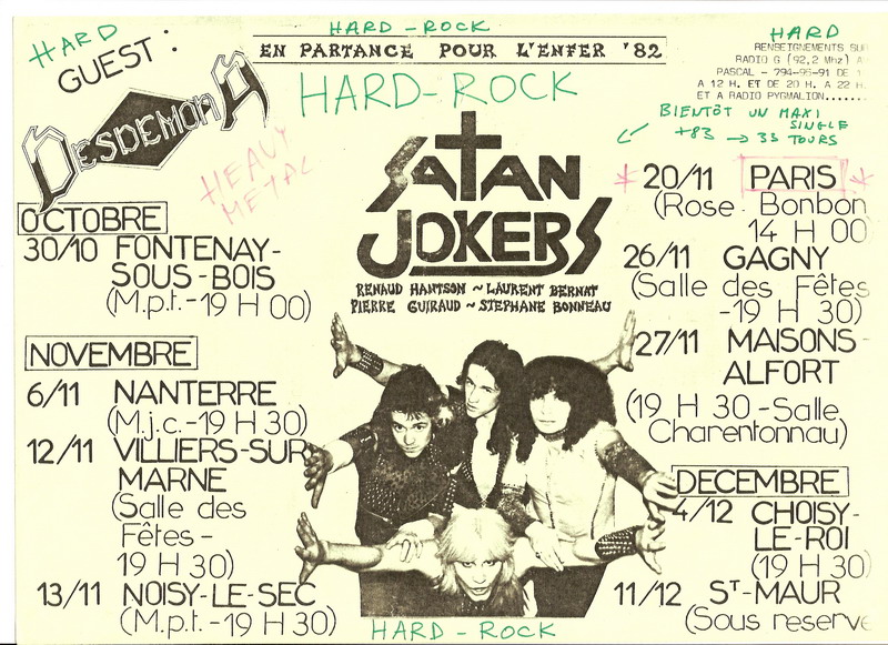 Concerts du groupe "Satan Jokers" en 1982  