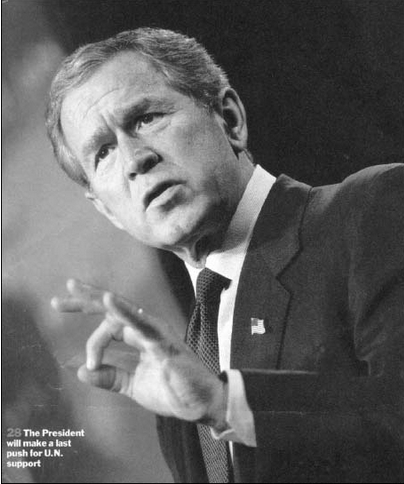 G. W. Bush flashant le signal digital 666  