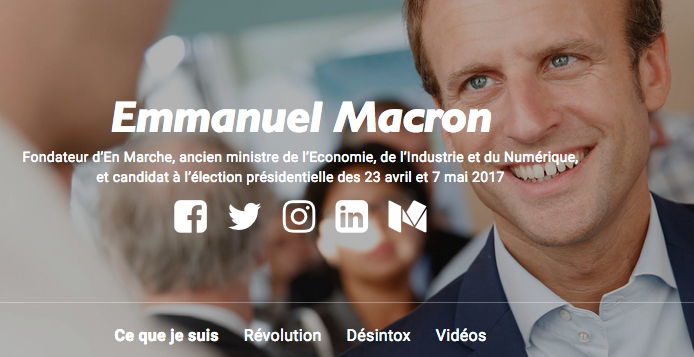 Ce que je suis - Emmanuel Macron  Capture du site Web du candidat