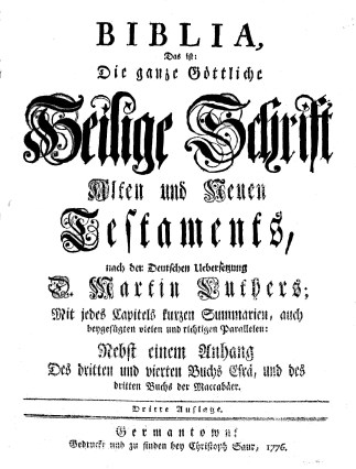 Bible Allemande 1776
