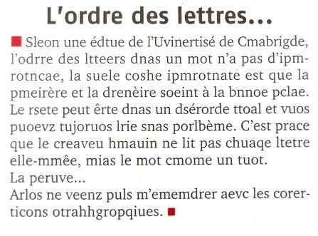 L'ordre des lettres  