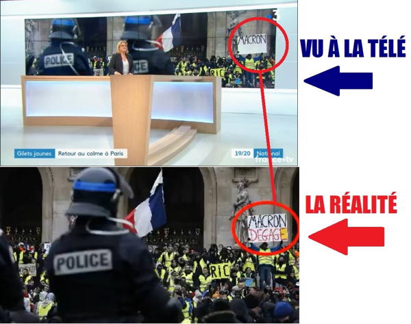Image AFP "corrigée" par France 3 diffusée lors du 19/20 du 15 décembre 2018