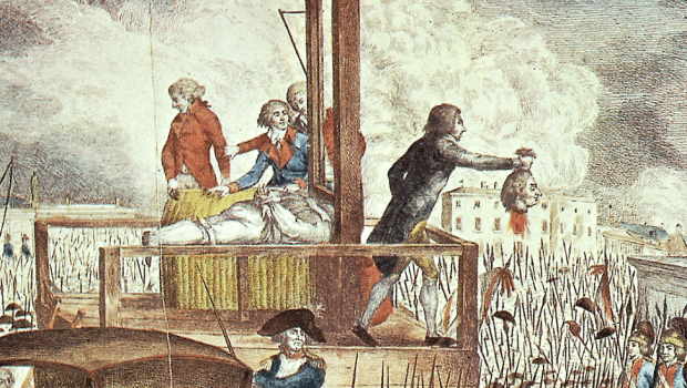 La mort de Louis XVI.   On chanta la marseillaise, on dansa la carmagnole et on cria « Voilà la tête du tyran à bas !