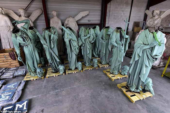 Statues décapitées de la cathédrale de Paris — Avril 2019
