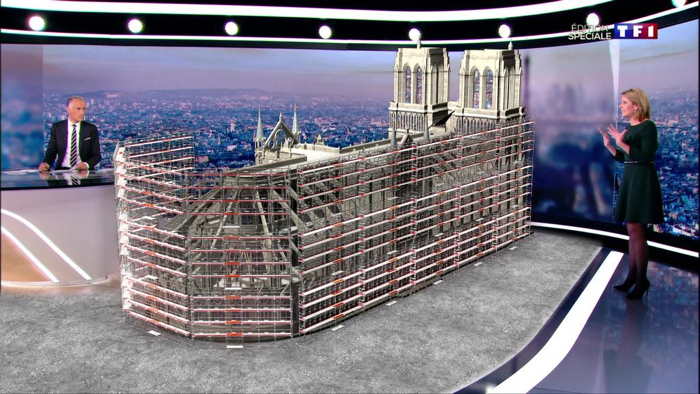 Capture d'écran du JT de TF1 le 16 Avril 2019