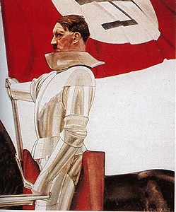 Portrait peint d'Hitler en chevalier teutonique