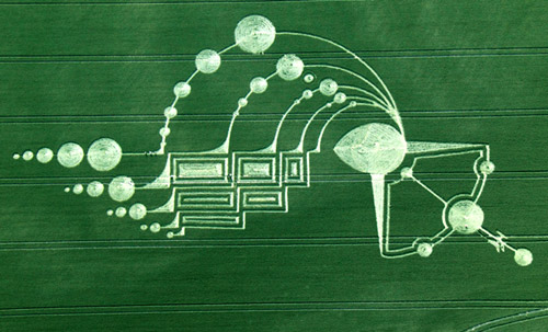Crop circle découvert en dessous de (la colline) Milk Hill