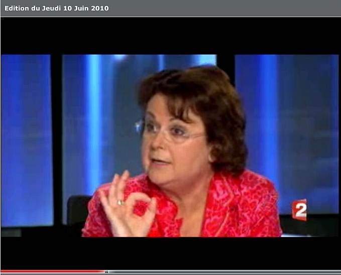 Christine Boutin - Capture d'écran France 2 du 11 Juin 2010