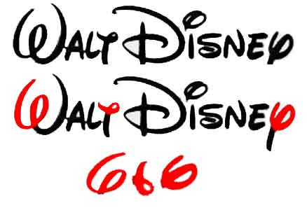 Signature de Walt Disney avec ajout de cercles pour désigner les trois six 