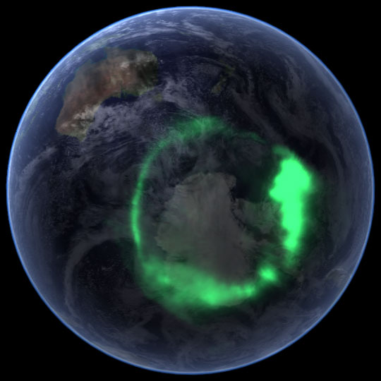 Aurores boréales vues depuis l'espace