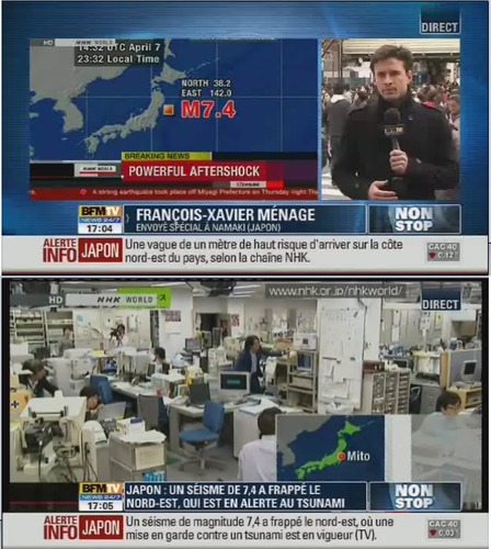 Epicentre du tremblement de terre avec une magnitude reportée de 7.4