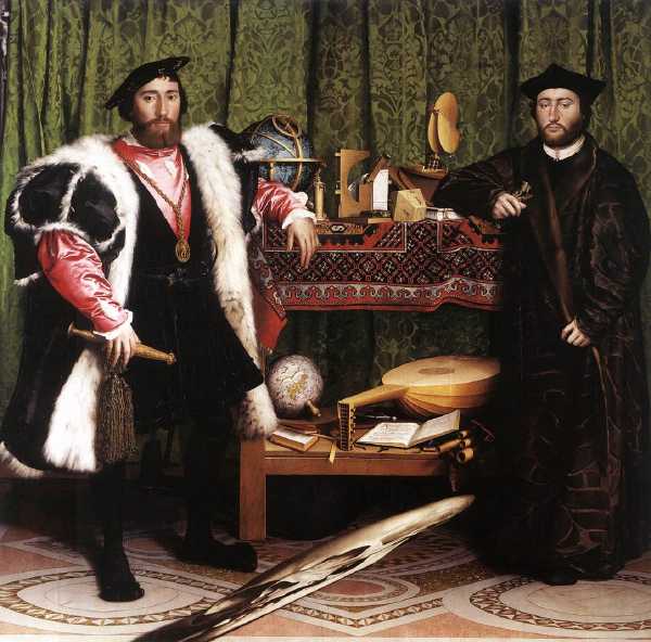 "Les Ambassadeurs": double portrait de Jean de Dinteville et Georges de Selve   peint par Hans Holbein le Jeune -