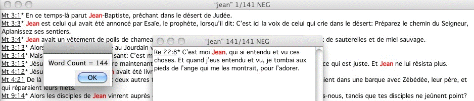 Occurrences du prénom Jean dans les Ecritures
