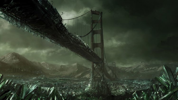 Scène fictive de destruction apocalyptique