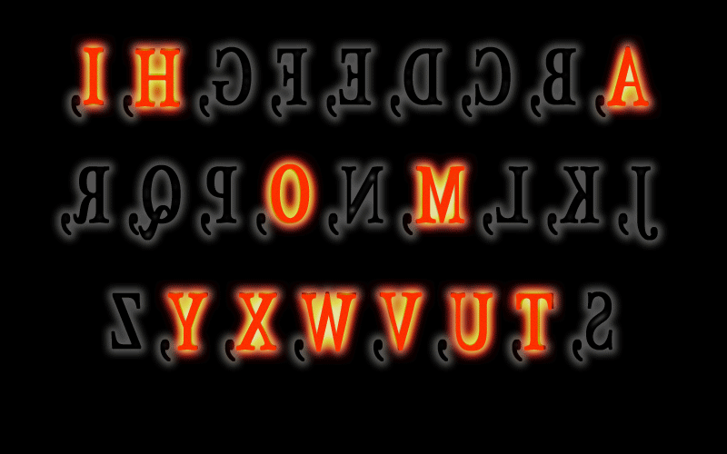 Alphabet complet et lettres en miroir
