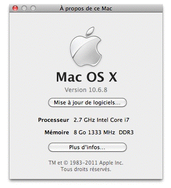 Capture d'écran Mac OS X 10.6.8 - 2011