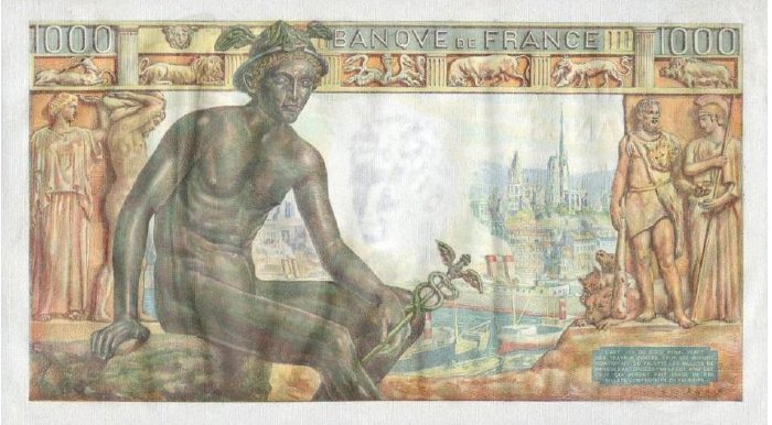 Billet de 1000 fr. émis par la Banque de France entre mai 42 et janvier 44
