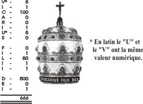 "Vicarius Filii Dei"  "Vicaire du Fils de Dieu"
