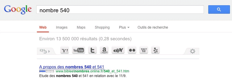 Capture d'écran Recherche Google en Février 2013