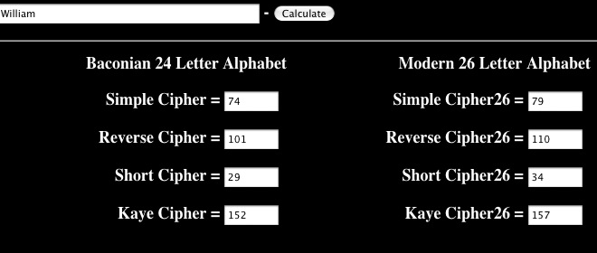 Calculs pour "William"