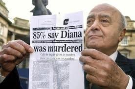 85% pensent que Diana a été assassinée  Article brandi par M. Al-Fayed, père de Dodi Al-Fayed